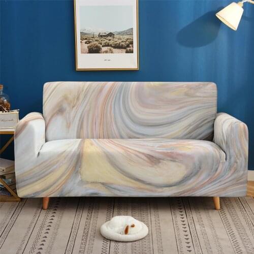 Marble Texture Pattern Sofa Covers for Living Room Stretch Non-slip Couch Cover Sofa Slipcover Chair Protector 1/2/3/4 Seater