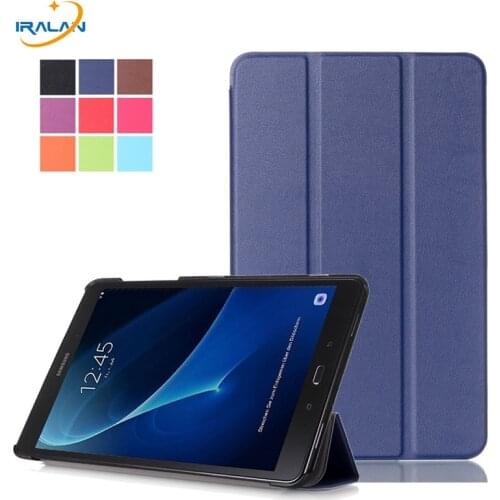 Slim Magnetic 3 Folding Flip PU Case Cover for Samsung Galaxy Tab A a6 10.1 2016 T580 T585 SM-T580N T585N Skin Case + Film + Pen