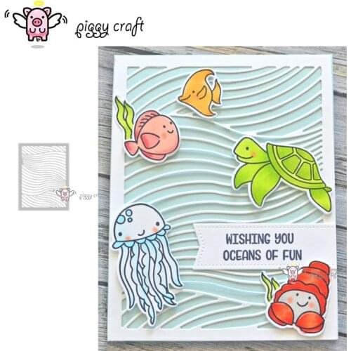 Piggy Craft metal cutting dies cut die mold Wavy line frame Scrapbook paper craft knife mould blade punch stencils dies