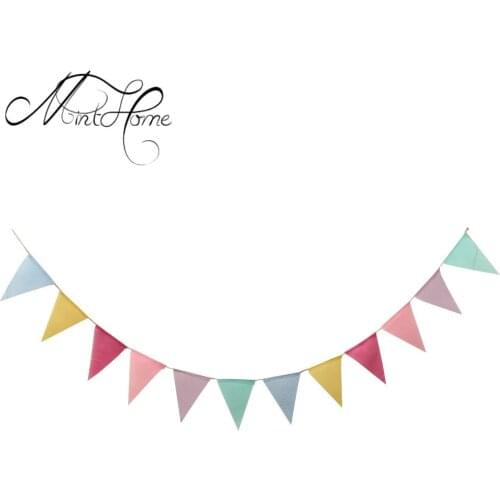 Imitation Linen Colored Pennant European-Style Wedding Decoration Party Hanging Flag Wedding Colored Flag (12 piece flags)