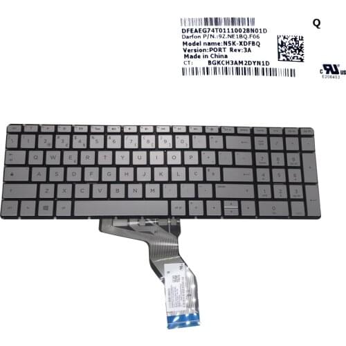 Portuguese laptop Keyboard for HP home 15 bs 015np 15-bs017np 15-bp 15-br 15-BQ 15-bw 15-cc keyboards with Backlight Silver New
