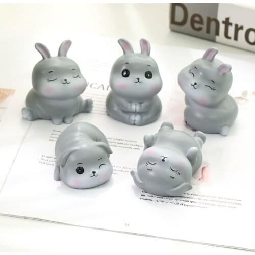 Cute Rabbit Cartoon Animal Gift Boys Girls Decorations For Home Accessories Ornaments Birthday Present Christmas White Gray