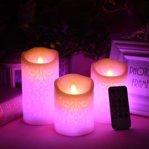Novelty Pattern LED Candle Flameless Candle Night Light With Remote Control Wax Candle For New Year Christmas Wedding Decoration