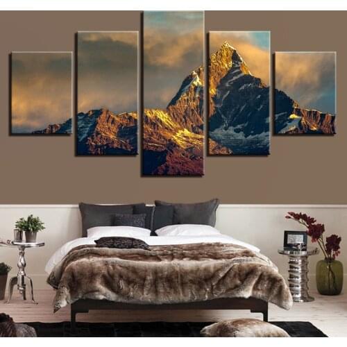 Landscape Sky Cloud Star Mountain River Hot Air Balloon 5 Piece Wall Pictures For Living Room Color Painting Art Home Decor