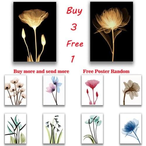 Nordic Canvas Painting Flowers White Coated Poster Floral Wall Art Print for Vintage Living Room Decorative Wall Pictures