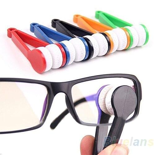 Mini Portable Glasses Eyeglass Sunglasses Spectacles Microfiber Cleaner Brushes 7LZY