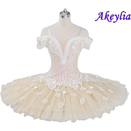 Adult professional ballet tutu beige cream girls peformance tutu puffy flower fairy doll classical ballet stage costume red