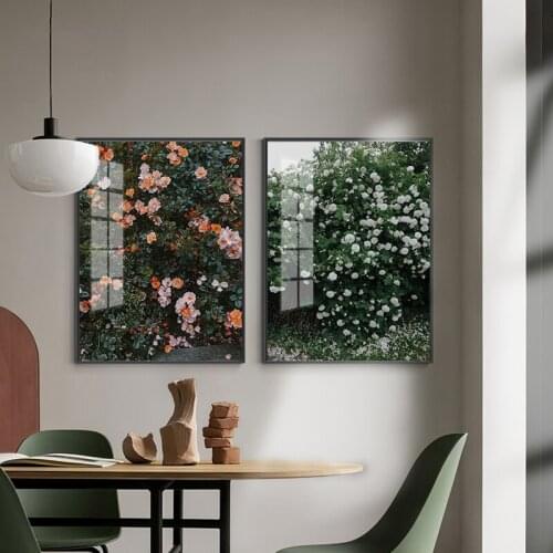 Simple Nordic retro rose plants and flowers photography art living room porch murals poster print canvas decorative painting
