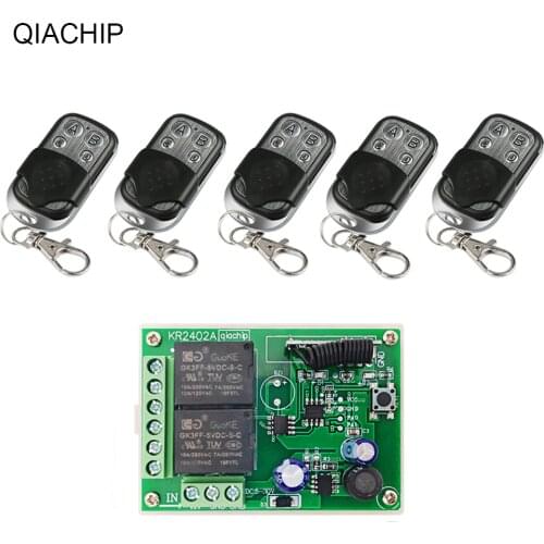 QIACHIP 433Mhz DC 5-30V 2CH Relay Receiver Module Universal Wireless Remote Control Switch + RF Remote Transmitter 24V Led Light