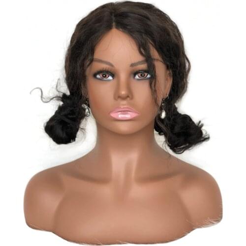 Realistic Female Mannequin Head with Shoulder Manikin PVC Head Bust Wig Head Stand with Makeup for Wigs Display Making,Styling
