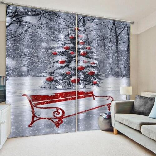 Luxury Blackout 3D Window Curtains For Living Room Photo white snow curtains christmas curtain