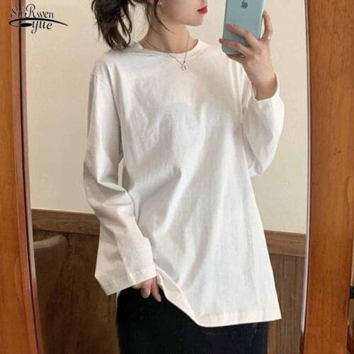 Plus Size Fashion Bottoming Shirt New Korean O-neck Loose Slim T-shirts Women Long Sleeve Solid Top Blouse Female Blusas 12730