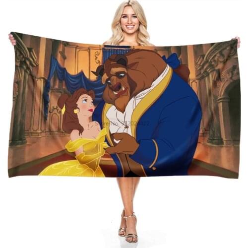 Hot Sale Cartoon Beauty and The Beast Bath Towel Adult Boys Girls Rectangular Beach Towel 140x180cm Bathroom Big Shower Towels
