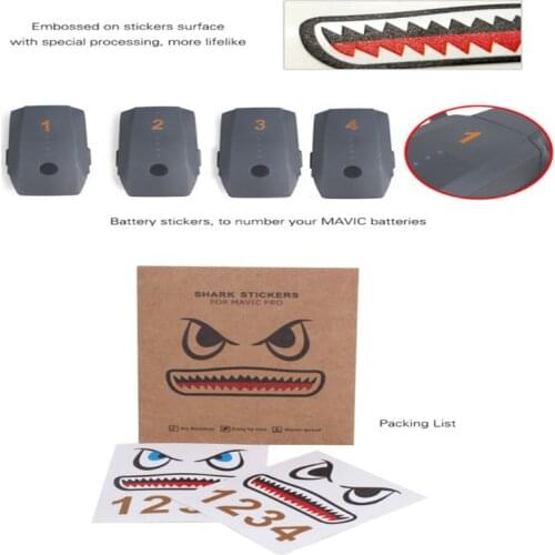 1 Set Mavic Mini Mavic Air Body Sticker Aircraft Shark Sticker Adhesive Decals Skin Mavic Pro /Mavic 2/Mavic Air 2 Accessories