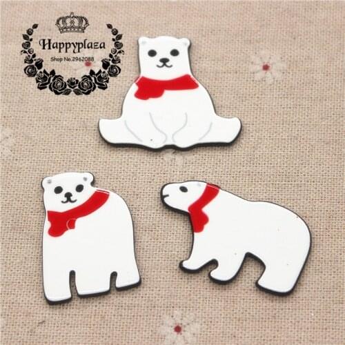 10pcs Kawaii Christmas White Bear Resin Planar Flat back Art Decoration Charm Craft DIY Jelwelry Accessories