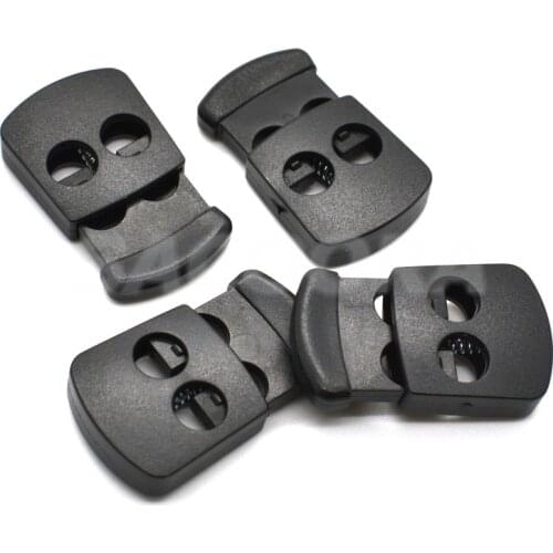 500pcs/pack 2 Holes Cord Lock Toggle Stopper Plastic Toggle Clip Black 30mm*18mm*5.5mm K-145