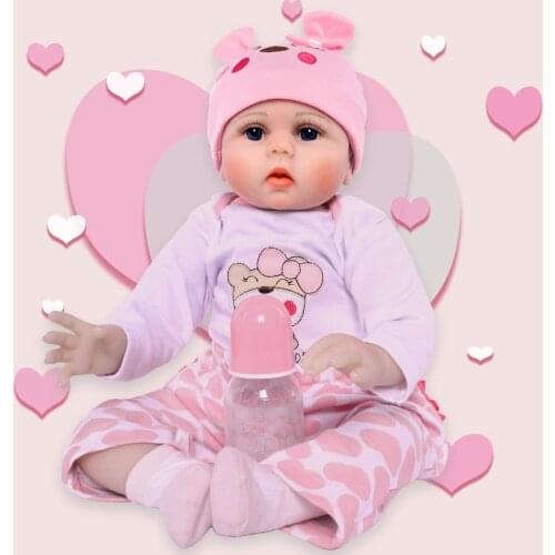 22 Inch 55 Cm Reborn Baby Doll Handmade Vinyl Silicone Simulating Open Eyes Toddler Face Kids Toy Holiday Gift
