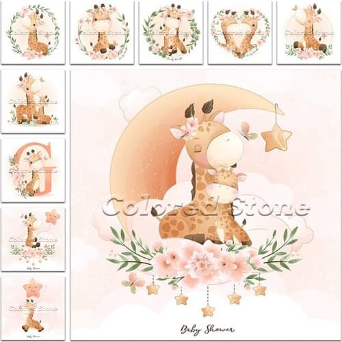 New Diamond painting Cartoon Animals Flower giraffe stars 5D DIY Full Square Drill embroidery Cross stitch 3D mosaic Drawing 206