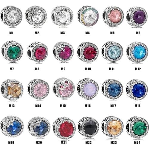 925 Sterling Silver Multicolor Radiant Hearts With Crystal Button Charms Bead Fit Women Pan Bracelet & Necklace Diy Jewelry
