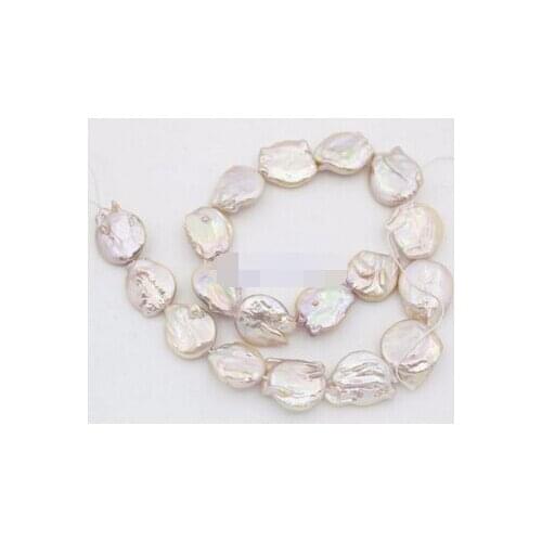 Wan 00660 15" long 20mm-23mm natural lilac baroque keshi Coin pearl stone loose beads