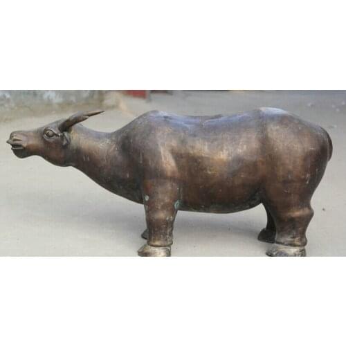 Fast shipping USPS to USA S2211 36" Larger Chinese Bronze Folk animal Zodiac Year Bull Oxen sculpture Statue