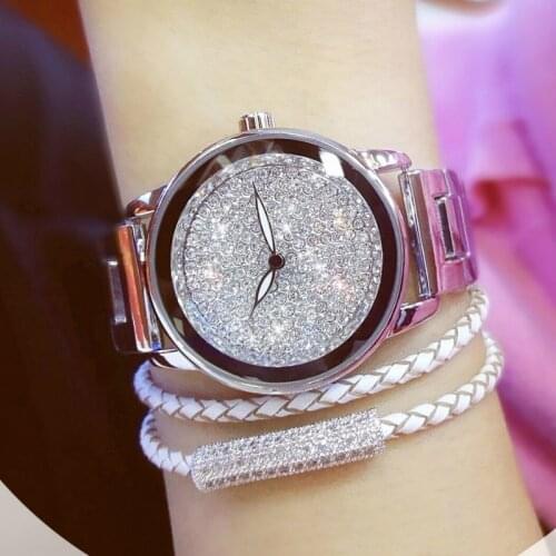 BS New Full Diamond Womens Watch Crystal Ladies Bracelet Wrist Watches Clock relojes Quartz ladies watches for women 137735