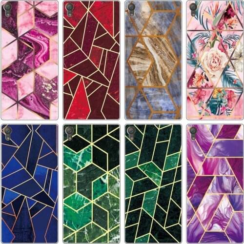 Geometric Marble Soft Phone Case for Sony Xperia L1 G3311 G3312 G3313 Funda Glossy Colorful Flower Silicone Phone Back Cover