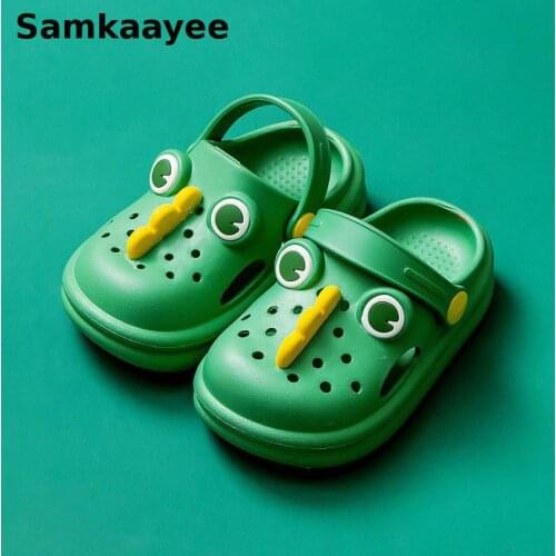 0-6y Kids Mules Clogs Summer Baby Girls Boys Sandals Toddler Cartoon Beach Slippers Children Flat Non-Slip Cute Garden Shoes Y22