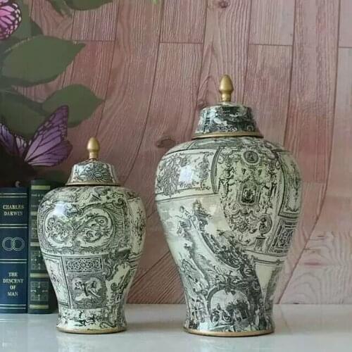 Europe type restoring ancient ways ceramic temple jar storage jar vase household sitting room porch decoration ginger jar