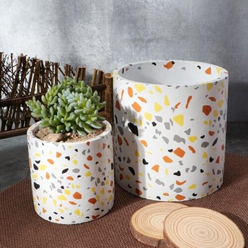 Large Size Succulent Planting Concrete Flower Pot Mold Round 15cm Gardening Cement Pot Silicone Mould