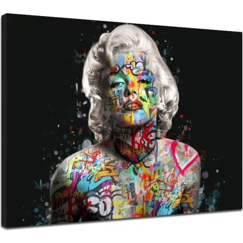 Graffiti Art Marilyn Monroes Artwork Woman Canvas Painting, Home Decor Wall Art Poster Bedroom Decoration