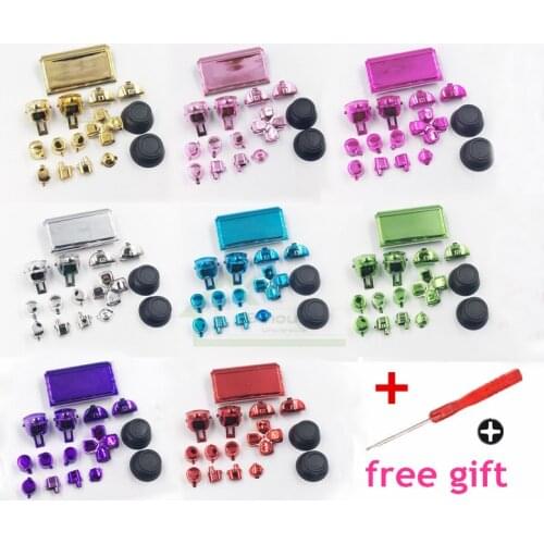 Chrome Buttons Kit L1 R1 L2 R2 Thumbstick cap replacement for PS4 Pro controller for PS4 4.0 JDS 040 JDM 040 Buttons Kit