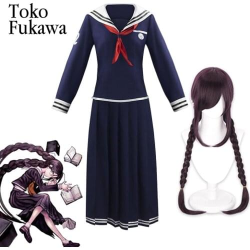Toko Fukawa Schoolgirl sailor dress Anime Danganronpa Dangan-Ronpa 2 Cosplay Costumes Halloween Party Costumes