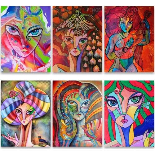 Cross Stitch Creative Painting 5D Diamond Beauty Home Decor Abstarct Picture Embroidery Pattern Full Round Drill Wall Sticker