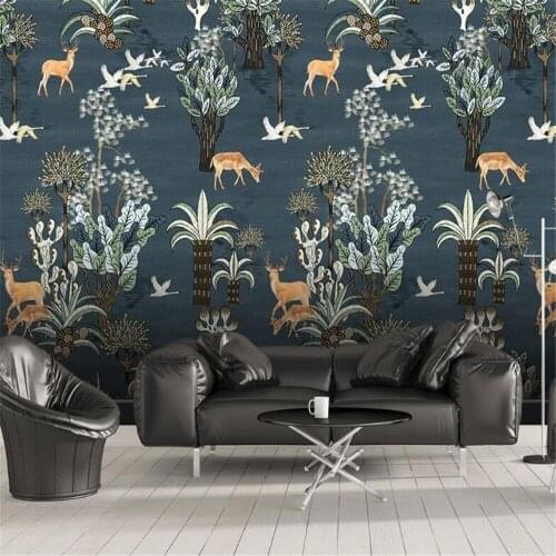 Milofi custom photo wallpaper 3D printing medieval simple hand-painted elk tree bedroom background wall
