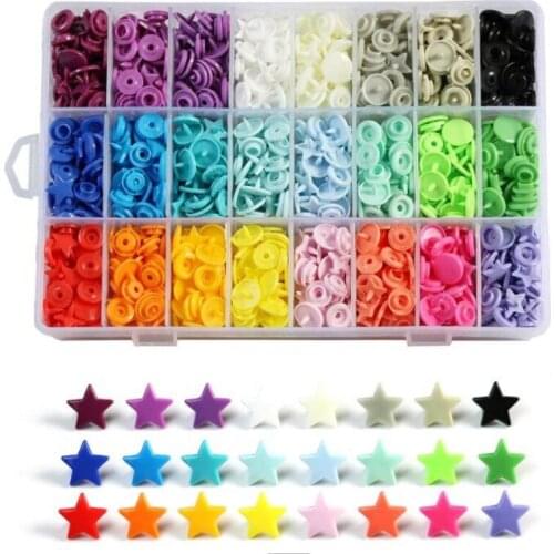 Multifunction Snaps New Shape and 15/24 Colors Five-Pointed star/Heart-shaped Plastic Buttons for DIY Handwork Crafting Clothing
