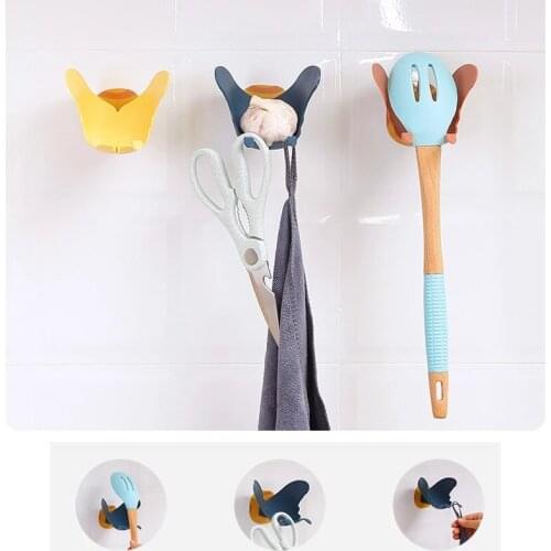 Butterfly Shape Multifunctional Storage Rack Self-adhesive Hook Partition Storage Home Bathroom Kitchen Storage Gadgets
