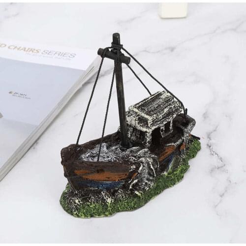 Simulation Shipwreck Shipwreck Decoration High Simulation Artificial Hide House Landscape Ornament Aquarium Resin Shipwreck for