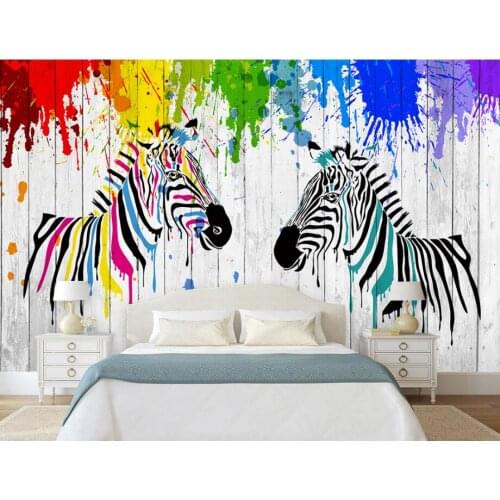 Bacal Custom Photo 3D Wallpaper Hand Painted Watercolor Zebra Plank Living Room Mural wallpaper for walls 3d papel de parede