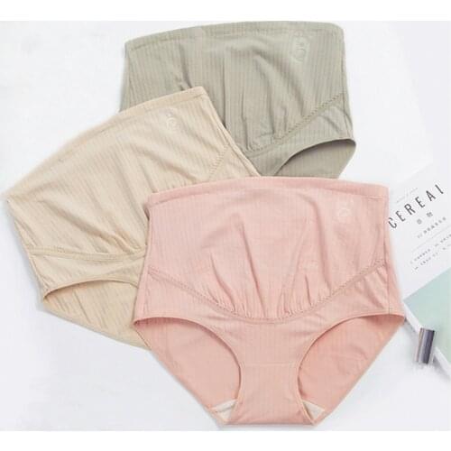 New Comfortable High Waist Belly Lift Adjustable Pregnant Womens Underwear Ribbed Cotton Plus Size Maternity Panties