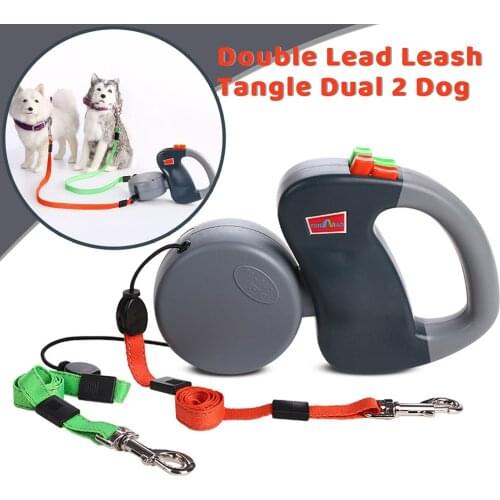 New Double-headed Pet Leash One Tow Two Dog Traction Rope Automatic Retractable Dog Walking Rope Pet Universal Traction Rope