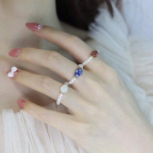 Mini Fashion Natural Freshwater Pearl Couple Rings Women Real Sterling Wedding Jewelry for Girl Gift Free Shipping Acrylic Ring