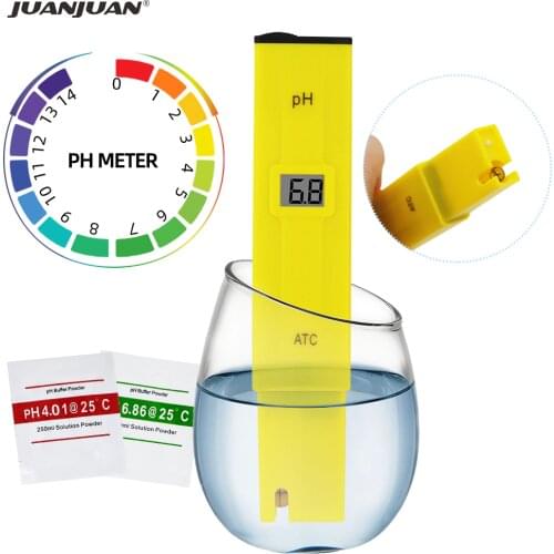 1pc PH Meter Portable Pocket Pen Water Digital Tester Quality Measure Range 0.0-14.0pH for Aquarium Pool Water Laboratory 20%off