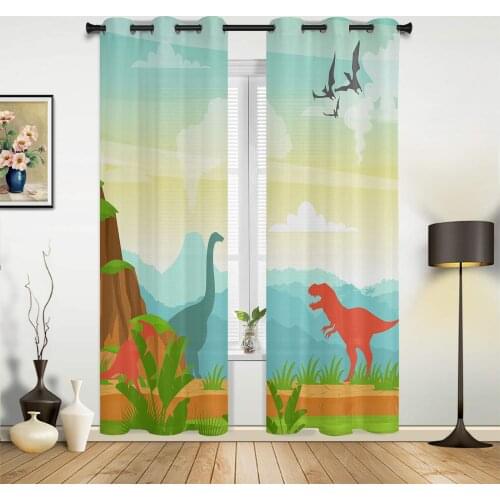 Primitive Dinosaur Jurassic Curtains for Bedroom Kids Room Living Room Window Curtain Luxury Curtains for Kitchen