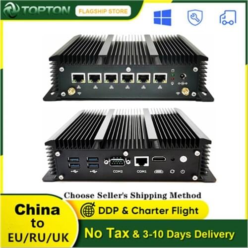 2021 10TH Gen Industrial Mini PC Intel Core i5 10210U 6 Lans Firewall Router Pfsense Server 2*RS232 4*USB3.0 HDMI 4G/3G AES-NI