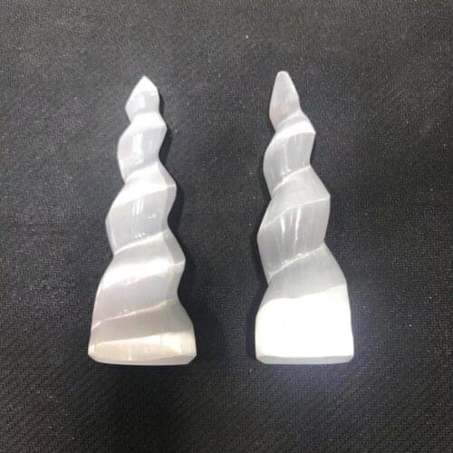 Drop shipping Natural selenite crystal gemstone twist point healing chakra Christmas gift remove negative energy 1pcs