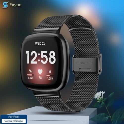 YAYUU Watch Strap For Fitbit Versa 3 Bands Stainless Steel Metal Mesh Band Replacement Bracelet For Fitbit Sense Wristband