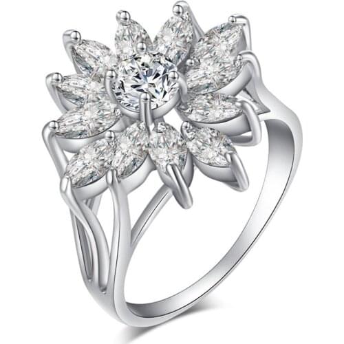 Luxury AAA Zircon Engagement Rings for women gold color Crystal Flower rings female Hotting Sale Jewelry top quality Wholesale