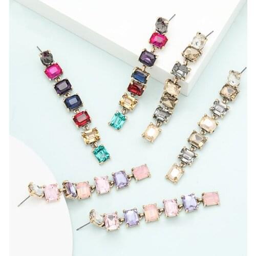 5Colors Resin Crystal Long Chain Dangle Earrings For Women Fashion Jewelry Hot Sale Maxi Girls Collection Earrings Accessories