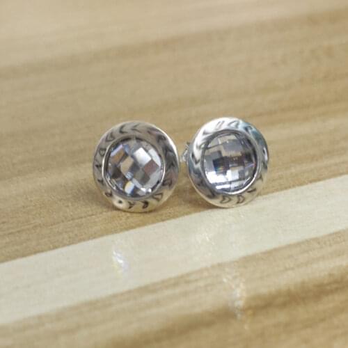 925 Sterling Silver Simple Classic Female Jewelry Earring 4 Kind Color Crystal Wedding Round Earring for Women Girl Jewelry Gift